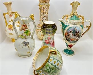 Vintage Hand Made Ornate Vases & Coffee Pot With Gold Accents By Rudolstadt, Nippon & More (7 Pieces)
Lot #: 231