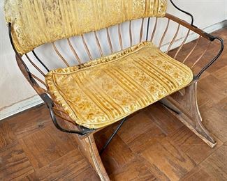 Antique Sleigh Bench, Wood & Metal With Upholstery
Lot #: 1