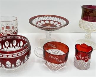 Antique & Vintage Bohemian Cranberry Crystal Goblet, Cups & Bowls (5 Pieces)
Lot #: 48