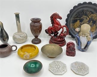 Vintage Asian Wood, Ceramic & Stone Figurines & Small Bowls (14 Pieces)
Lot #: 206