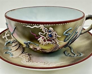 Vintage Imperial Nippon Asian Dragonware Hand Painted Mugs, Saucers & Plates (8 Pieces)
Lot #: 24
