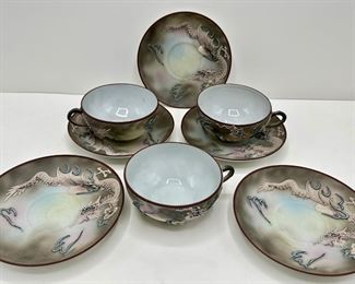 Vintage Imperial Nippon Asian Dragonware Hand Painted Mugs, Saucers & Plates (8 Pieces)
Lot #: 24