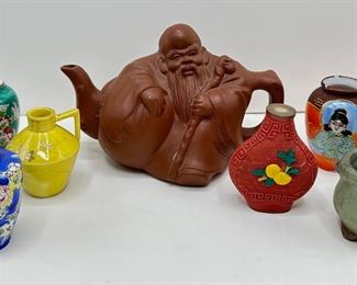 Vintage Ceramic Figurine Tea Pot & Small Asian Snuff Boxes & Mini Jugs (9 Pieces)
Lot #: 186