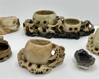Vintage Asian Soapstone Candy Bowls, Natural Stone & Geode (6 Pieces)
Lot #: 189
