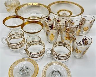 Mid Century Glassware With Gold Accents Including Set By Libbey In Original Box (17 Pieces)
Lot #: 230