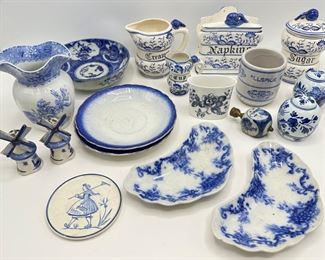 Vintage Delft Pottery Vases, Cups, Windmill Music Box, Salt & Pepper Shakers & More, Holland (over 20 Pieces)
Lot #: 109