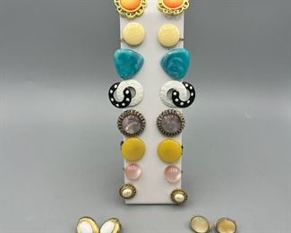 (12) Cute Costume Jewelry Clip On Earring Pairs
