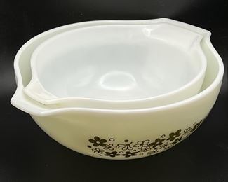 (2) Cinderella Nesting PYREX Bowls, Spring Blossom & Avocado Verde
