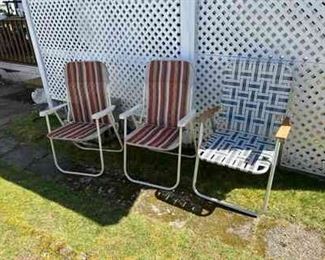 (3) Retro Folding Beach Chairs
