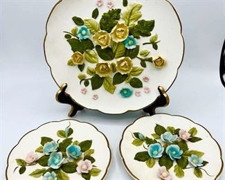 (3) Lefton Japanese Decorative Floral Plates
