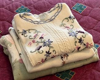 (3) Floral Embroidered Sweaters
