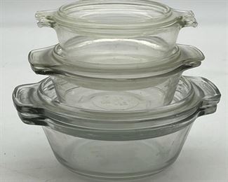 (3) Small PYREX & Anchor Covered Casseroles
