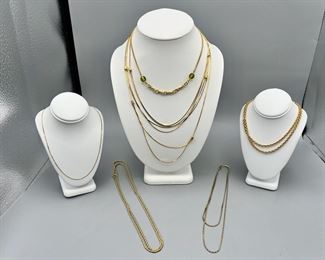(8) Gold Colored Necklaces
