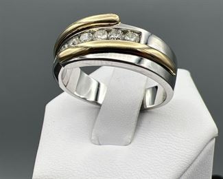 Men's Diamond Bypass Ring In 14k Two-Tone Gold
