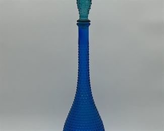 Peacock Blue MCM Italian Diamond Point Hobnail Vase
