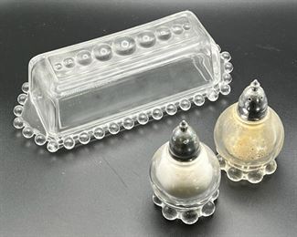 Vintage Imperial Candlewick Tidbit Butter Dish, Salt & Pepper Shakers
