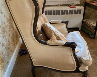 Nicely carved wingback easy chair