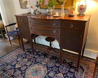 Mahogany with banded wood inlaid sideboard, circa 1910-20.