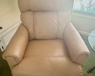 Second of 2 tan leather La Z Boy recliners 