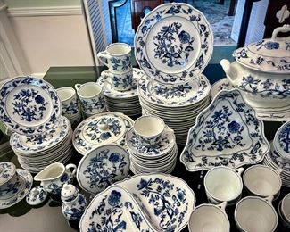 Blue Danube china set, 130+ pieces