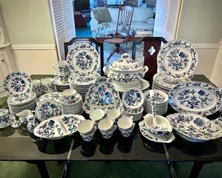 Blue Danube china set, 130+ pieces