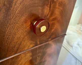 Antique flame mahogany (?) dresser and matching nightstand