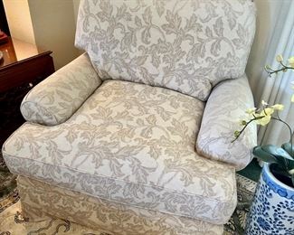 Armchair (sofa, armchair, and two chairs are all recently upholstered in coordinating fabric, and in near-perfect condition)