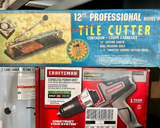 Tile cutter and Craftsman drill