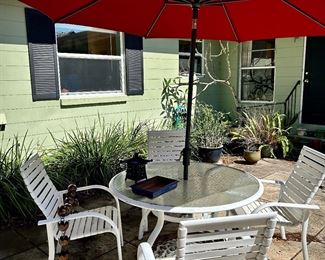 Patio table and umbrella