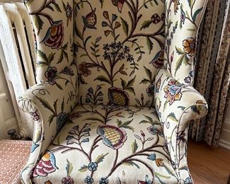 Wing Chair with Crewelwork Upholstery
