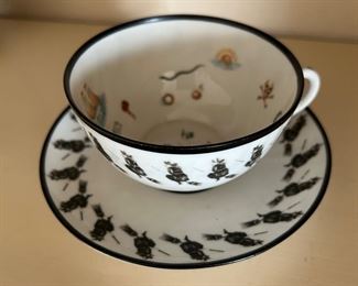 Rare Antique Collectible Petersyn Co. Fortune Telling Bone China Teacup And Saucer 1884-1909 Made By Moritz Zdekauer In Austria