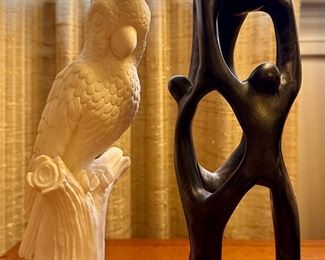 Parrot Decor and Wood Family Sculpture