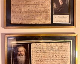 Brahms and Beethoven Framed Sheet Music