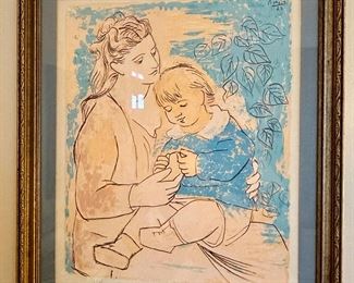 "After" Pablo Picasso Mother & Child Numbered Print - 251/300