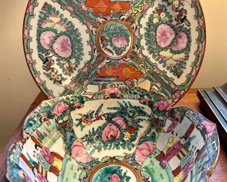 Rose Medallion Bowl and Plate