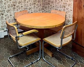 MCM Chrome and Caned Chairs in the style of Thonet with MCM Table
