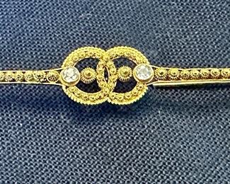 14K Tested Edwardian Bar Pin with Aquamarine