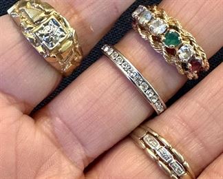 10K Men's Nugget Ring with Diamond Chip, and other 14K Rings!