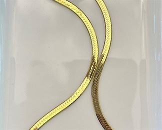 14K Extremely long Herringbone Necklace