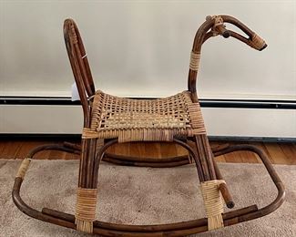 MCM Caned Rocking Horse