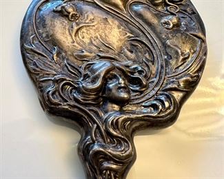 Unger Brothers Antique Art Nouveau Sterling Mirror