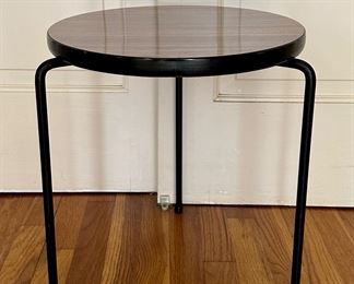 MCM Wood Laminate and Iron Side Table