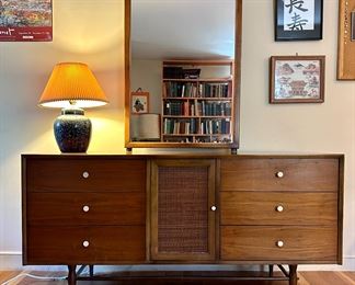 MCM Harmony House 6 Drawer Dresser with sliding drawers in center