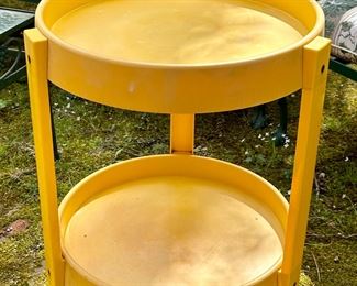 Vintage Yellow Two Tier Bar Cart