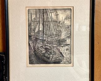 Leon Dolice Etching - Fish Market