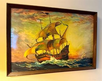 Groovy Vintage Ship Framed Artwork