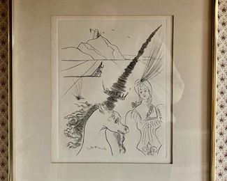 "Lady & the Unicorn" Etching, Signed