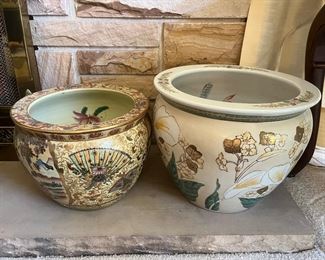 Chinese Porcelain Fishbowl Planters