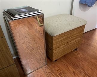 Another mirrored pedestal/plant stand and small bench