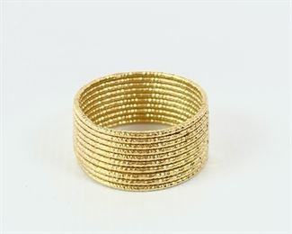 
Fine Italian 18K Yellow Gold Multi-Strand Ring Size 7.75, 1.9 Grams -